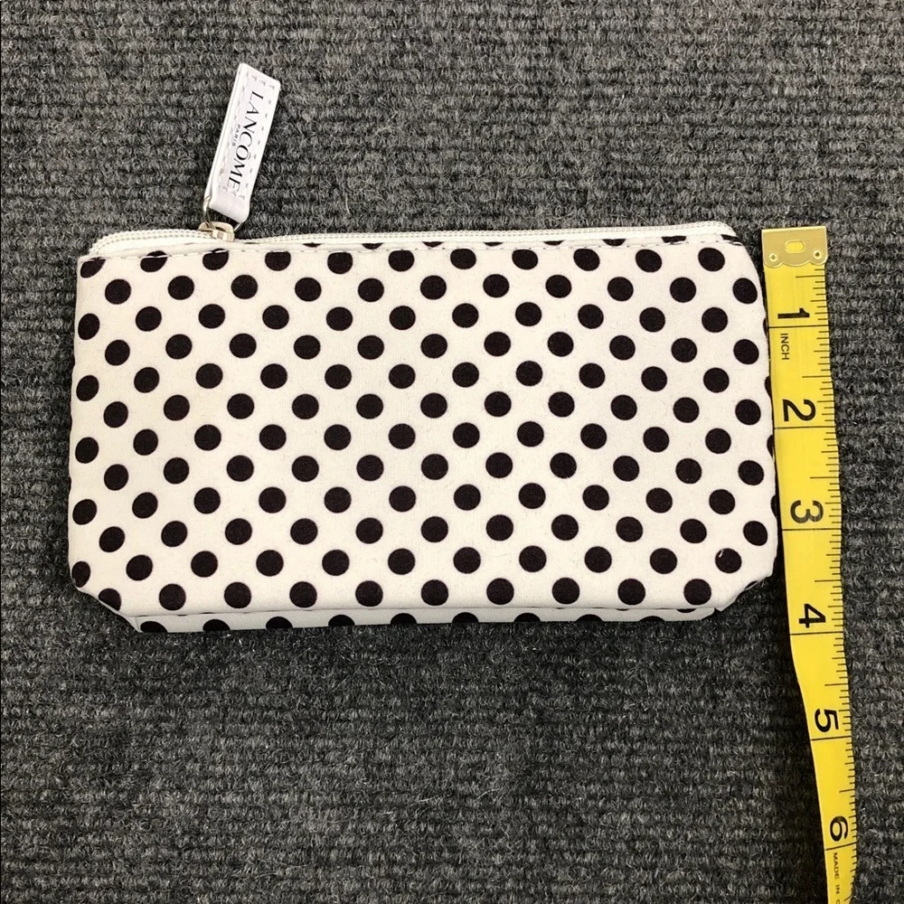Lancome Cream and Brown Polka Dot Pouch Makeup Bag (M1)